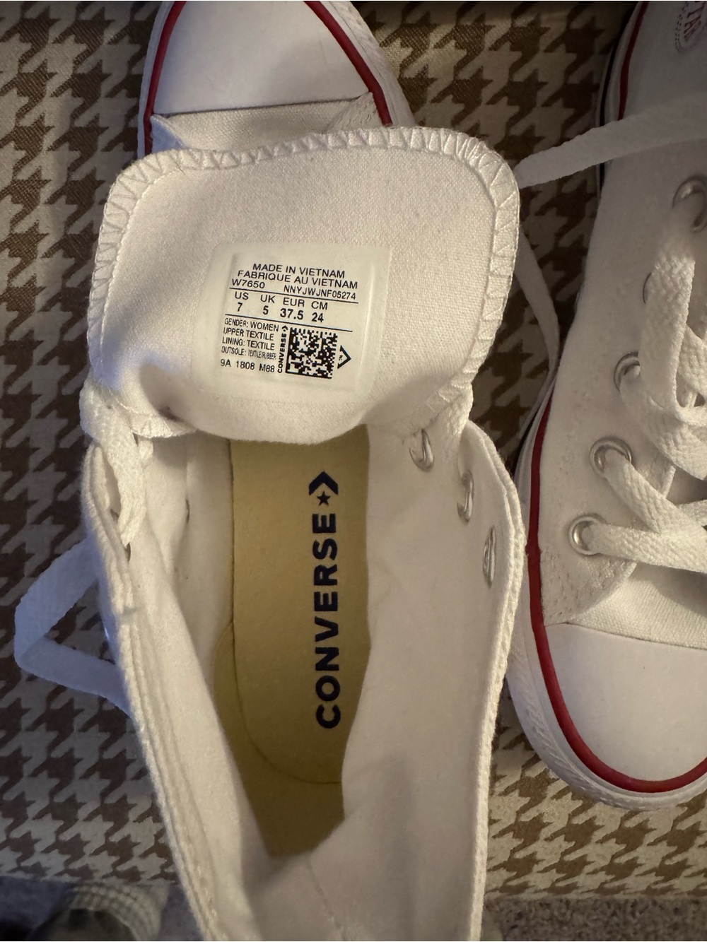 Converse White High-Top Sneakers with Red Trim - Picture 6 of 6